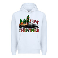 White merry christmas with black truck Premium Hoodie - Zillion Design Studio