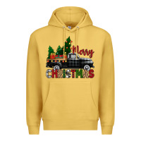 Antique Gold merry christmas with black truck Premium Hoodie - Zillion Design Studio