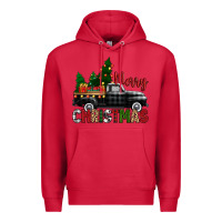 Cardinal merry christmas with black truck Premium Hoodie - Zillion Design Studio