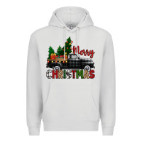 Dove Grey merry christmas with black truck Premium Hoodie - Zillion Design Studio