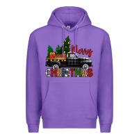 Purple merry christmas with black truck Premium Hoodie - Zillion Design Studio