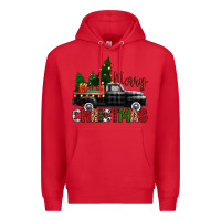 Red merry christmas with black truck Premium Hoodie - Zillion Design Studio