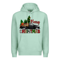 Seafoam merry christmas with black truck Premium Hoodie - Zillion Design Studio