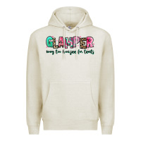 Oatmeal Heather glamper way too boujee for tents Premium Hoodie - RanaPortraitStore
