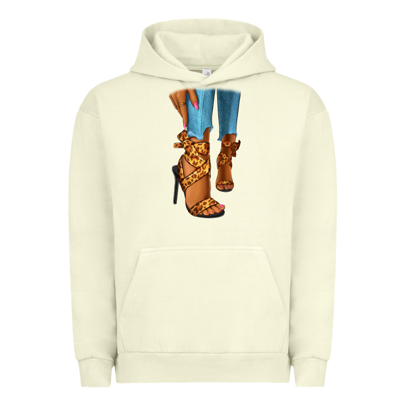 Leopard Heels Black Fashion Girl Urban Hoodie by RanaPortraitStore | Teevron