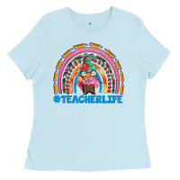 Baby Blue teacherlife and teacher gnome rainbow Ladies Tee - Artiststas