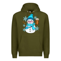Army Green cute snowman Premium Hoodie - Zillion Design Studio