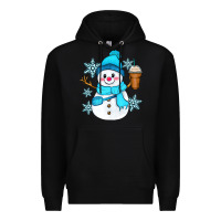 Black cute snowman Premium Hoodie - Zillion Design Studio