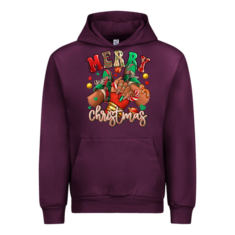 Merry Christmas Black Girl Sneakers Urban Hoodie by RanaPortraitStore | Teevron