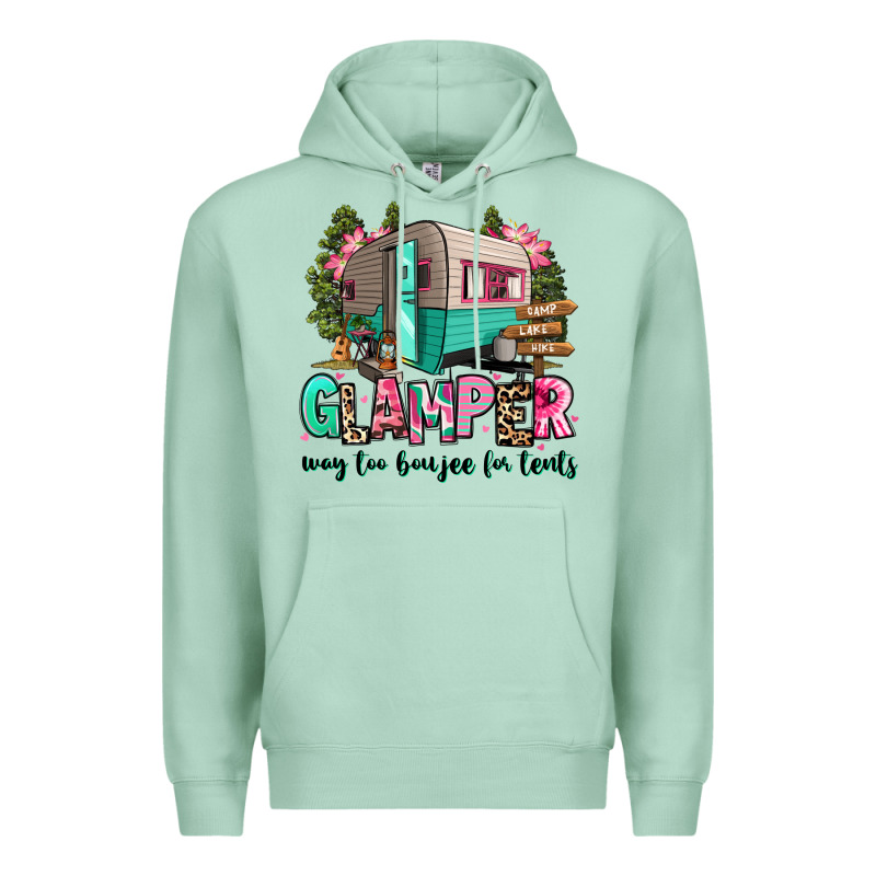 Glamper Way Too Boujee For Tents 2 Premium Hoodie by RanaPortraitStore | Teevron