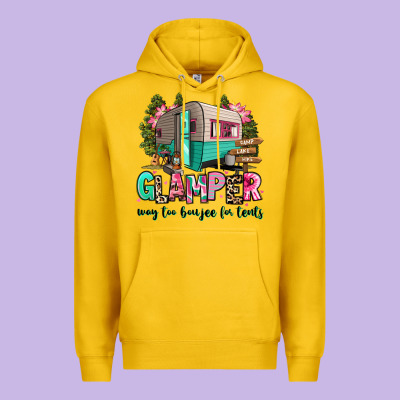 Premium Hoodie glamper way too boujee for tents 2