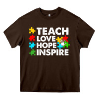 Chocolate Brown Teach Love Hope Inspire Heavy Core Tee - CowhideDigitalArt