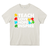 Cream Teach Love Hope Inspire Heavy Core Tee - CowhideDigitalArt