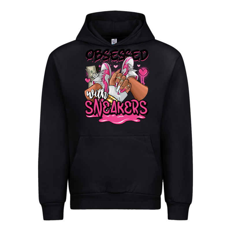 Obsessed With Sneakers Pink Afro Woman Urban Hoodie by RanaPortraitStore | Teevron