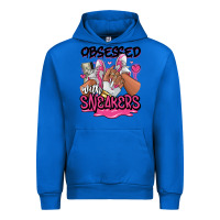 Cobalt Obsessed with sneakers pink afro woman Urban Hoodie - RanaPortraitStore