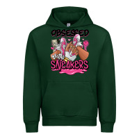 Forest Green Obsessed with sneakers pink afro woman Urban Hoodie - RanaPortraitStore