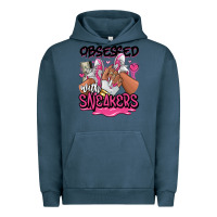 Pigment Midnight Navy Obsessed with sneakers pink afro woman Urban Hoodie - RanaPortraitStore