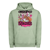 Pigment Oil Green Obsessed with sneakers pink afro woman Urban Hoodie - RanaPortraitStore