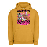 Pigment Peanut Butter Obsessed with sneakers pink afro woman Urban Hoodie - RanaPortraitStore