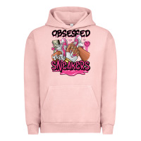 Pigment Salmon Obsessed with sneakers pink afro woman Urban Hoodie - RanaPortraitStore