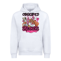 White Obsessed with sneakers pink afro woman Urban Hoodie - RanaPortraitStore