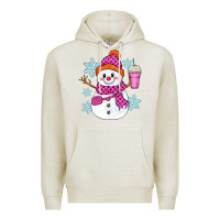 Oatmeal Heather bougie snowman Premium Hoodie - Zillion Design Studio