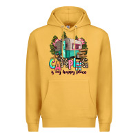Mustard camping is my happy place Premium Hoodie - RanaPortraitStore