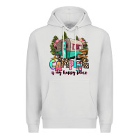 Dove Grey camping is my happy place Premium Hoodie - RanaPortraitStore