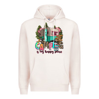 Pale Pink camping is my happy place Premium Hoodie - RanaPortraitStore