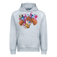 Heather Grey Pink and blue sneaker girl Urban Hoodie - RanaPortraitStore