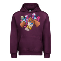 Mauve Wine Pink and blue sneaker girl Urban Hoodie - RanaPortraitStore