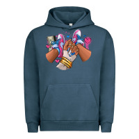 Pigment Midnight Navy Pink and blue sneaker girl Urban Hoodie - RanaPortraitStore