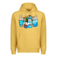 Antique Gold winter snowman coffee cups Premium Hoodie - Zillion Design Studio