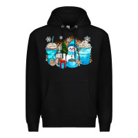 Black winter snowman coffee cups Premium Hoodie - Zillion Design Studio