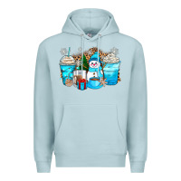 Blue Mist winter snowman coffee cups Premium Hoodie - Zillion Design Studio