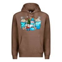 Chestnut winter snowman coffee cups Premium Hoodie - Zillion Design Studio