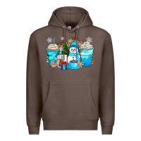 Coffee winter snowman coffee cups Premium Hoodie - Zillion Design Studio