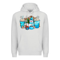 Dove Grey winter snowman coffee cups Premium Hoodie - Zillion Design Studio