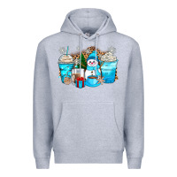 Heather Grey winter snowman coffee cups Premium Hoodie - Zillion Design Studio