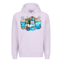 Lilac winter snowman coffee cups Premium Hoodie - Zillion Design Studio