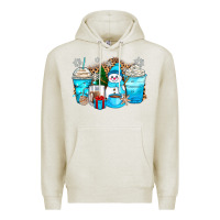 Oatmeal Heather winter snowman coffee cups Premium Hoodie - Zillion Design Studio