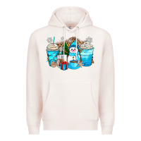 Pale Pink winter snowman coffee cups Premium Hoodie - Zillion Design Studio