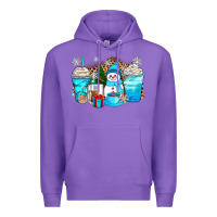 Purple winter snowman coffee cups Premium Hoodie - Zillion Design Studio