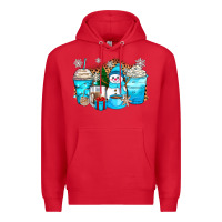 Red winter snowman coffee cups Premium Hoodie - Zillion Design Studio