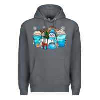 Rock winter snowman coffee cups Premium Hoodie - Zillion Design Studio