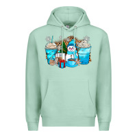 Seafoam winter snowman coffee cups Premium Hoodie - Zillion Design Studio