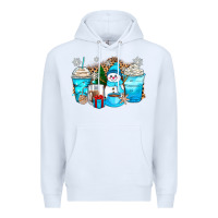 White winter snowman coffee cups Premium Hoodie - Zillion Design Studio