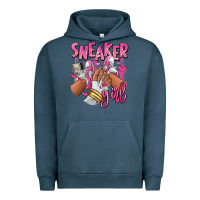 Pigment Midnight Navy Pink and white sneaker girl Urban Hoodie - RanaPortraitStore