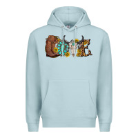 Blue Mist western love bull skull with gemstone and sunflowe Premium Hoodie - texasbilliewilder