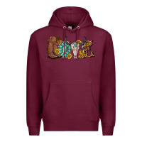 Burgundy western love bull skull with gemstone and sunflowe Premium Hoodie - texasbilliewilder